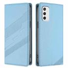 For Samsung Galaxy M52 5G Embossed Multi-functional Wallet Retro Leather Phone Case(Light Blue) - 2