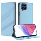 For Samsung Galaxy M53 5G Embossed Multi-functional Wallet Retro Leather Phone Case(Light Blue) - 1
