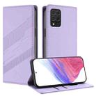 For Samsung Galaxy M62 / F62 Embossed Multi-functional Wallet Retro Leather Phone Case(Light Purple) - 1
