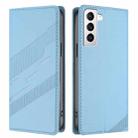 For Samsung Galaxy S21 5G Embossed Multi-functional Wallet Retro Leather Phone Case(Light Blue) - 2