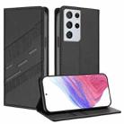 For Samsung Galaxy S21 Ultra 5G Embossed Multi-functional Wallet Retro Leather Phone Case(Black) - 1