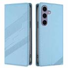 For Samsung Galaxy S25 5G Embossed Multi-functional Wallet Retro Leather Phone Case(Light Blue) - 2