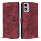 For Motorola Moto G24 / G04s / E14 4G Mandala Embossed Retro Frosted Leather Phone Case(Red) - 1