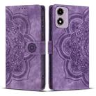 For Motorola Moto G24 / G04s / E14 4G Mandala Embossed Retro Frosted Leather Phone Case(Purple) - 1
