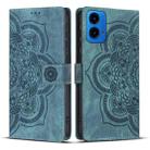 For Motorola Moto G34 / G45 5G Mandala Embossed Retro Frosted Leather Phone Case(Blue) - 1