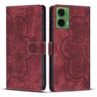 For Motorola Moto G35 5G Mandala Embossed Retro Frosted Leather Phone Case(Red) - 1