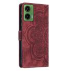 For Motorola Moto G35 5G Mandala Embossed Retro Frosted Leather Phone Case(Red) - 3