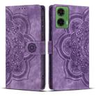 For Motorola Moto G35 5G Mandala Embossed Retro Frosted Leather Phone Case(Purple) - 1