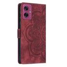 For Motorola Moto G55 5G Mandala Embossed Retro Frosted Leather Phone Case(Red) - 3