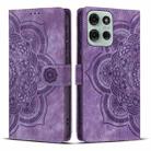For Motorola Moto G75 5G Mandala Embossed Retro Frosted Leather Phone Case(Purple) - 1