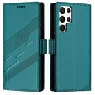 For Samsung Galaxy S22 Ultra 5G Embossed Multi-functional Side Suction Wallet Retro Leather Phone Case(Dark Green) - 2