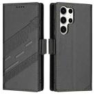 For Samsung Galaxy S23 Ultra 5G Embossed Multi-functional Side Suction Wallet Retro Leather Phone Case(Black) - 2