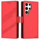 For Samsung Galaxy S23 Ultra 5G Embossed Multi-functional Side Suction Wallet Retro Leather Phone Case(Red) - 2