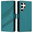 For Samsung Galaxy S23 Ultra 5G Embossed Multi-functional Side Suction Wallet Retro Leather Phone Case(Dark Green) - 2
