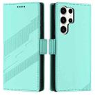For Samsung Galaxy S23 Ultra 5G Embossed Multi-functional Side Suction Wallet Retro Leather Phone Case(Mint Green) - 2