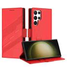 For Samsung Galaxy S24 Ultra 5G Embossed Multi-functional Side Suction Wallet Retro Leather Phone Case(Red) - 1