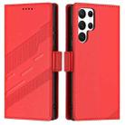 For Samsung Galaxy S24 Ultra 5G Embossed Multi-functional Side Suction Wallet Retro Leather Phone Case(Red) - 2
