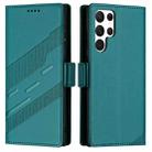 For Samsung Galaxy S24 Ultra 5G Embossed Multi-functional Side Suction Wallet Retro Leather Phone Case(Dark Green) - 2