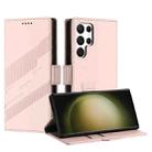 For Samsung Galaxy S24 Ultra 5G Embossed Multi-functional Side Suction Wallet Retro Leather Phone Case(Pink) - 1