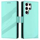 For Samsung Galaxy S25 Ultra 5G Embossed Multi-functional Side Suction Wallet Retro Leather Phone Case(Mint Green) - 2