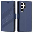 For Samsung Galaxy S25 Ultra 5G Embossed Multi-functional Side Suction Wallet Retro Leather Phone Case(Dark Blue) - 2