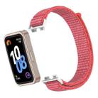 For Huawei Band 10 / 9 / 8 Plastic Connector Nylon Loop Hook and Loop Fastener Watch Band(Hibiscus Pink) - 2