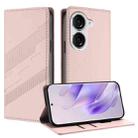 For Asus Zenfone 10 Embossed Multi-functional Wallet Retro Leather Phone Case(Pink) - 1