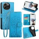 For Tecno Pova 6 Neo 5G Tree & Deer Embossed Leather Phone Case(Blue) - 1
