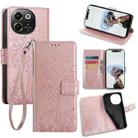 For Tecno Pova 6 Neo 5G Tree & Deer Embossed Leather Phone Case(Rose Gold) - 1