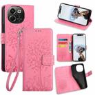 For Tecno Spark 30 4G Tree & Deer Embossed Leather Phone Case(Pink) - 1