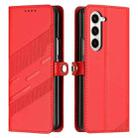 For Samsung Galaxy Z Fold6 5G Embossed Multi-functional Wallet Retro Leather Phone Case(Red) - 2