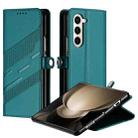 For Samsung Galaxy Z Fold6 5G Embossed Multi-functional Wallet Retro Leather Phone Case(Dark Green) - 1