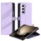 For Samsung Galaxy Z Fold6 5G Embossed Multi-functional Wallet Retro Leather Phone Case(Light Purple) - 1