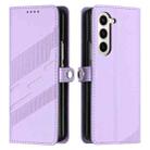 For Samsung Galaxy Z Fold6 5G Embossed Multi-functional Wallet Retro Leather Phone Case(Light Purple) - 2