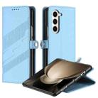 For Samsung Galaxy Z Fold6 5G Embossed Multi-functional Wallet Retro Leather Phone Case(Light Blue) - 1