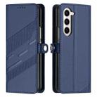 For Samsung Galaxy Z Fold6 5G Embossed Multi-functional Wallet Retro Leather Phone Case(Dark Blue) - 2