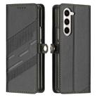 For Samsung Galaxy Z Fold5 5G Embossed Multi-functional Wallet Retro Leather Phone Case(Black) - 2