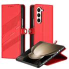 For Samsung Galaxy Z Fold5 5G Embossed Multi-functional Wallet Retro Leather Phone Case(Red) - 1