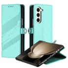 For Samsung Galaxy Z Fold5 5G Embossed Multi-functional Wallet Retro Leather Phone Case(Mint Green) - 1