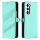 For Samsung Galaxy Z Fold5 5G Embossed Multi-functional Wallet Retro Leather Phone Case(Mint Green) - 2