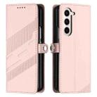 For Samsung Galaxy Z Fold5 5G Embossed Multi-functional Wallet Retro Leather Phone Case(Pink) - 2