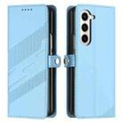 For Samsung Galaxy Z Fold5 5G Embossed Multi-functional Wallet Retro Leather Phone Case(Light Blue) - 2