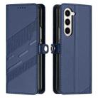For Samsung Galaxy Z Fold5 5G Embossed Multi-functional Wallet Retro Leather Phone Case(Dark Blue) - 2