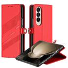 For Samsung Galaxy Z Fold4 5G Embossed Multi-functional Wallet Retro Leather Phone Case(Red) - 1