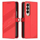 For Samsung Galaxy Z Fold4 5G Embossed Multi-functional Wallet Retro Leather Phone Case(Red) - 2