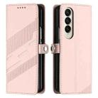 For Samsung Galaxy Z Fold4 5G Embossed Multi-functional Wallet Retro Leather Phone Case(Pink) - 2