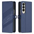 For Samsung Galaxy Z Fold4 5G Embossed Multi-functional Wallet Retro Leather Phone Case(Dark Blue) - 2