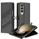 For Samsung Galaxy Z Fold3 5G Embossed Multi-functional Wallet Retro Leather Phone Case(Black) - 1