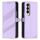 For Samsung Galaxy Z Fold3 5G Embossed Multi-functional Wallet Retro Leather Phone Case(Light Purple) - 2