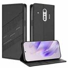 For Fujitsu Arrows F-42A Embossed Multi-functional Wallet Retro Leather Phone Case(Black) - 1